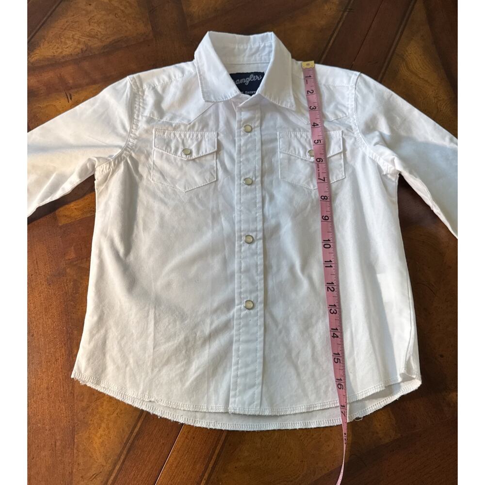 Wrangler White Pearl Snap Long Sleeve Boys Shirt XS 3-4 Cowboy Rodeo - Picture 7 of 7